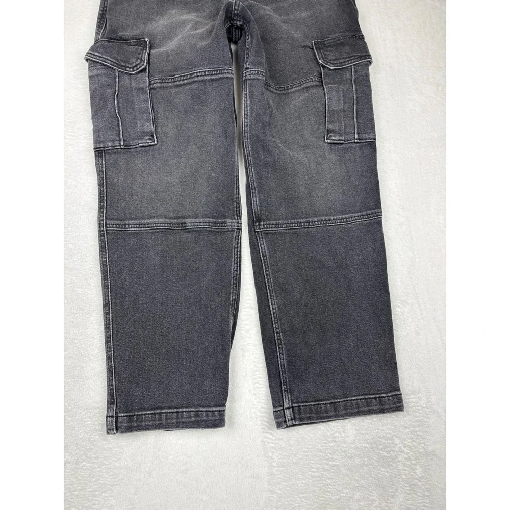 Hollister Baggy Cargo Mens 30x30 Jeans Fuzzy Black Faded Denim Utility Pants